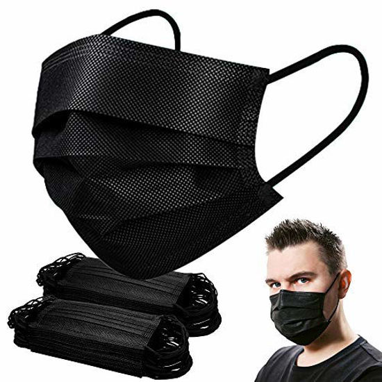 Picture of Disposable Face Masks, Disposable Mask of 100 pack Face Masks for Women Men-Black