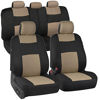 Picture of BDK PolyPro Car Seat Covers, Full Set in Beige on Black - Front and Rear Split Bench Protection, Easy Install with Two-Tone Accent, Universal Fit for Auto Truck Van SUV