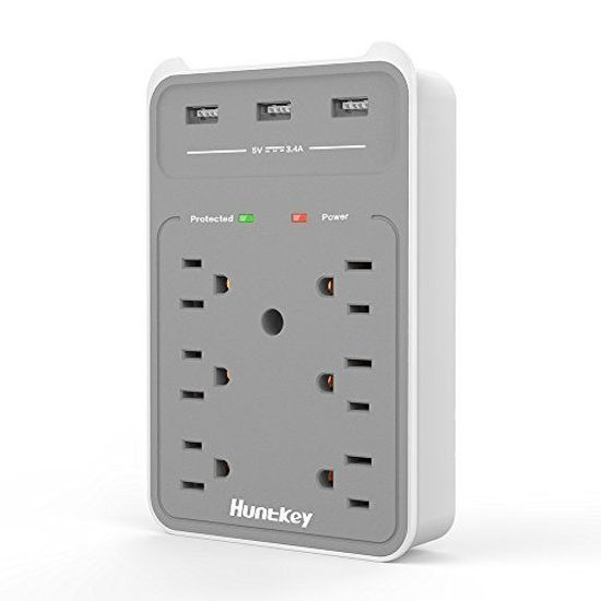 Picture of Huntkey 6 AC Outlets Surge Protector with 3 USB Charging Ports 3.4 Amp, SMD607