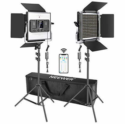  Neewer 2 Packs 660 LED Video Light with APP Control,  Photography Video Lighting Kit with Light Stands, Dimmable 45W Bi-Color  3200K-5600K CRI 97+ with Diffuser/Barndoor/Bag for Studio  Shooting 