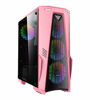 Picture of Apevia Crusader-F-PK Mid Tower Gaming Case with 1 x Full-Size Tempered Glass Panel, Top USB3.0/USB2.0/Audio Ports, 4 x RGB Fans, Pink Frame