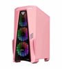 Picture of Apevia Crusader-F-PK Mid Tower Gaming Case with 1 x Full-Size Tempered Glass Panel, Top USB3.0/USB2.0/Audio Ports, 4 x RGB Fans, Pink Frame