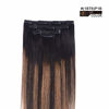 Picture of 16" Hair Extensions Balayage Clip in Human Hair for Women - Silky Straight Natural Black to Chestnut Brown Highlight Black Ombre Hair 55grams 4pieces #(1BT6) P1B Color