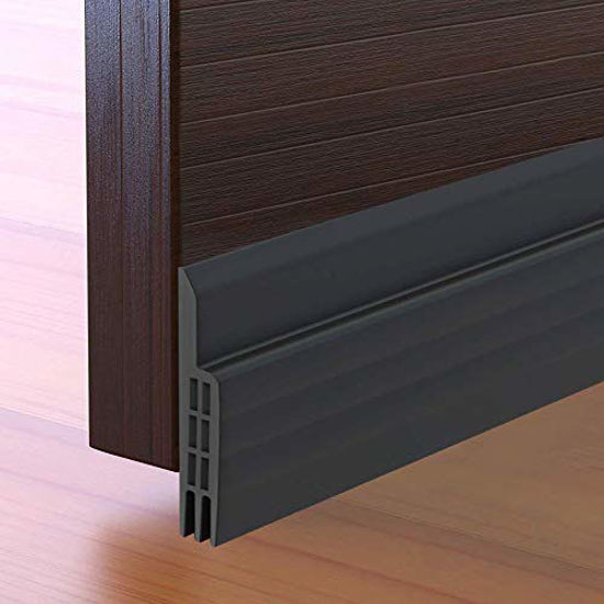 Picture of Door Draft Stopper Under Door Seal for Exterior/Interior Doors, Door Sweep Strip Under Door Draft Blocker, Soundproof Door Bottom Weather Stripping, 2" W x 39" L, Black