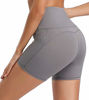 Picture of Oalka Women's Short Yoga Side Pockets High Waist Workout Running Shorts Light Grey Size L