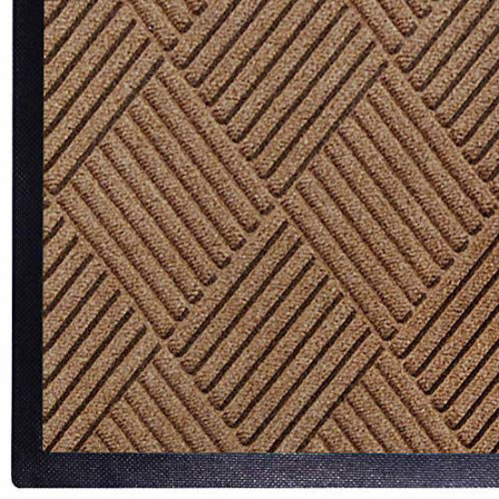 Picture of WaterHog Diamond | Commercial-Grade Entrance Mat with Rubber Border - Indoor/Outdoor, Quick Drying, Stain Resistant Door Mat (Medium Brown, 2' x 3')