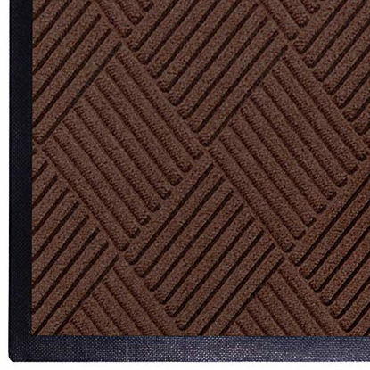 Picture of WaterHog Diamond | Commercial-Grade Entrance Mat with Rubber Border - Indoor/Outdoor, Quick Drying, Stain Resistant Door Mat (Dark Brown, 3' x 5')