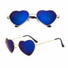 Picture of Meyison Heart Shaped Sunglasses Thin Metal Frame Cute Aviator Style Eyewear(Gold frame/mirror blue lens)