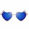 Picture of Meyison Heart Shaped Sunglasses Thin Metal Frame Cute Aviator Style Eyewear(Gold frame/mirror blue lens)