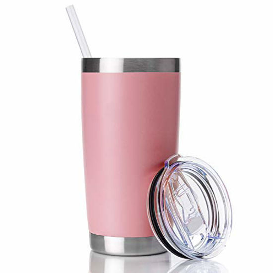 Picture of Civago 20oz Tumbler with Lid and Straw, Stainless Steel Vacuum Insulated Coffee Tumbler Cup, Double Wall Powder Coated Travel Mug (Pink, 1 Pack)