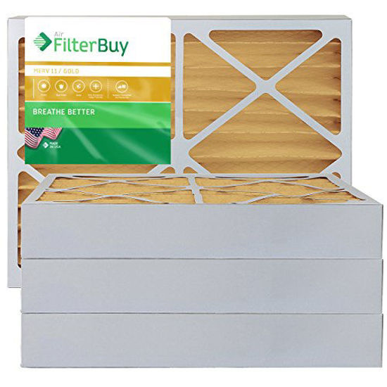 Picture of FilterBuy 20x30x4 MERV 11 Pleated AC Furnace Air Filter, (Pack of 4 Filters), 20x30x4 - Gold