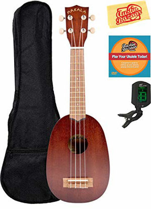 Picture of Kala MK-P Makala Pineapple Soprano Ukulele Bundle with Gig Bag, Clip-On Tuner, Austin Bazaar Instructional DVD, and Polishing Cloth