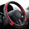 Picture of Elantrip Leather Steering Wheel Cover 15 1/2 to 16 inch Universal Large Grip Breathable for Car Truck SUV Jeep Anti Slip Black and Red