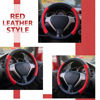 Picture of Elantrip Leather Steering Wheel Cover 15 1/2 to 16 inch Universal Large Grip Breathable for Car Truck SUV Jeep Anti Slip Black and Red