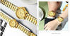 Picture of Gold Stainless Steel IP Plated Men's Business Wrist Watches for Male with Crystals