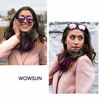 Picture of WOWSUN Polarized Sunglasses Women Vintage Retro Round Mirrored Lens Black Purple Pink