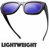 Picture of The Fresh High Definition Polarized Wrap Around Shield Sunglasses for Prescription Glasses - Gift Box Package (608-Black, Purple Mirror)