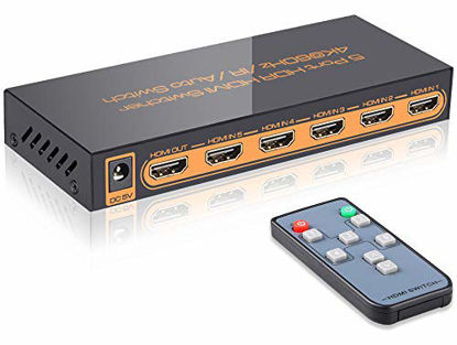 Picture of SkycropHD 4K@60Hz 5 Port HDMI Switch with Remote 5 in 1 Out 4Kx2K HDMI Auto Switcher, Support HDR10, Dolby Vision, Dolby Atmos, HDCP2.2 and CEC