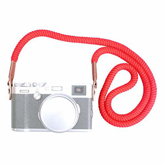 Picture of VKO Soft Cotton Camera Neck Strap, Shoulder Strap Compatible with Sony A6000 A6300 A6500 A6400 A6100 A6600 RXIR II RX10 IV X100F X-T30 X-T4 X-T3 X-T20 X-T2 X100S X100T Camera Red