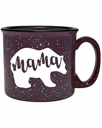 Picture of Cute Girly Ceramic Coffee Mug for Mom, Women - Mama Bear - Plum - Unique Fun Gifts for Her, Wife, Mom, Under $20 - Handmade Coffee Cups & Mugs with Quotes, 14 oz