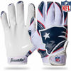 Picture of Franklin Sports New England Patriots Youth NFL Football Receiver Gloves - Receiver Gloves For Kids - NFL Team Logos and Silicone Palm - Youth S/XS Pair