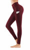 Picture of Lingswallow High Waist Yoga Pants - Yoga Pants with Pockets Tummy Control, 4 Ways Stretch Workout Running Yoga Leggings (Bordeaux red, XX-Large)