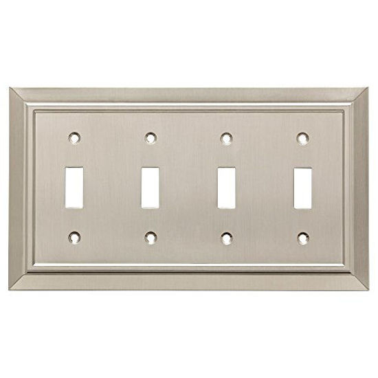 Picture of Franklin Brass W35227-SN-C Classic Architecture Quad Toggle Switch Wall Plate/Switch Plate/Cover, Satin Nickel