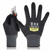 Picture of DEX FIT Level 5 Cut Resistant Gloves Cru553, 3D Comfort Stretch Fit, Power Grip Foam Nitrile, Smart Touch, Durable Thin & Lightweight, Machine Washable, Black Grey Large 1 Pair