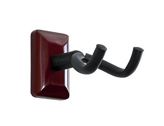 Picture of Gator Frameworks Wall Mounted Guitar Hanger with Cherry Mounting Plate; Fits Both Acoustic and Electric Guitars (GFW-GTR-HNGRCHR)