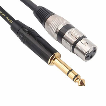 Picture of TISINO XLR Female to 1/4 Inch (6.35mm) TRS Jack Lead Balanced Signal Interconnect Cable XLR to Quarter inch Patch Cable - 15 Feet