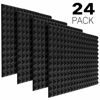 Picture of JBER Acoustic Sound Foam Panels, 24 Pack 2" X 12" X 12" Charcoal Soundproofing Treatment Studio Wall Padding Sound Absorbing Fireproof Pyramid Black Wall Panel