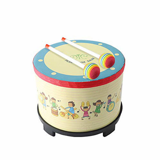 Picture of Floor Tom Drum 8 inch Gathering Club Carnival Colorful Percussion Instrument with 2 Mallets Music Drum toys for Child Special Christmas Birthday Gift. (8 inch)