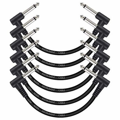 Picture of Guitar Effect Pedal Cables 6 Inch -1/4 Instrument Cables for Effect Pedals Right Angle Patch Cable Right Angle Pedal Cable Kit (6 Pack Black)