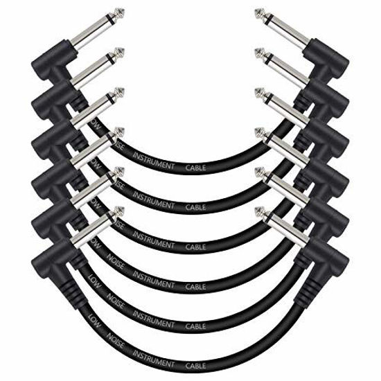 Picture of Guitar Effect Pedal Cables 6 Inch -1/4 Instrument Cables for Effect Pedals Right Angle Patch Cable Right Angle Pedal Cable Kit (6 Pack Black)