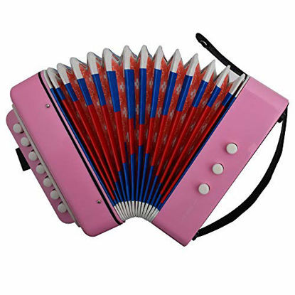 Picture of MUSICUBE 10 Keys Accordion, Accordion for Kids, Solo and Ensemble, STEM Musical Instrument for Music Center, Home and Kids Classroom (Pink)