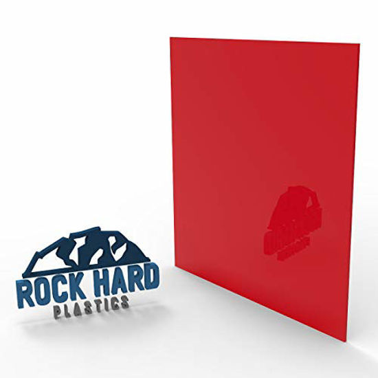 Picture of Rock Hard Plastics - 12" x 12" Red 2157 Acrylic Sheet Lucite Plexiglass 3mm (Actual Size 11.875" x 11.875" - .118" (1/8"), Red)