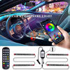 Picture of LivTee 12V Interior Car Lights, Newest Two-Line Design 4pcs 48 LED Multi DIY Color Music Under Dash Car Lighting Waterproof Kits with Wireless Remote & APP Control, Car Charger Included