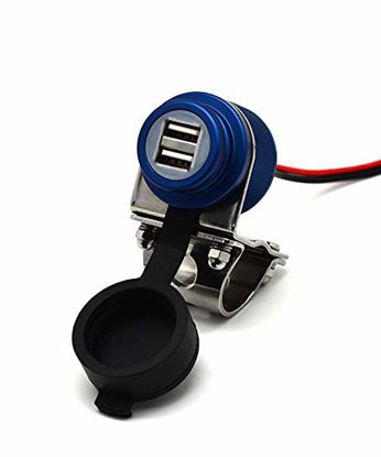 Picture of Cliff Top Aluminium 4.6 Amp Motorcycle Phone Charger - USB Power Outlet for GPS, Sat Nav, and Smart Phone etc. (Blue)