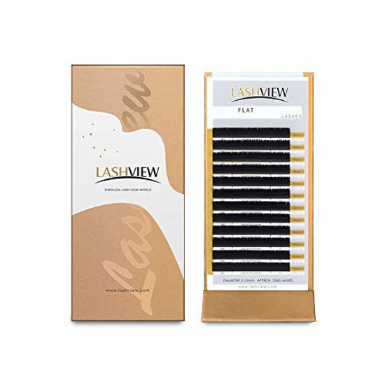 Picture of LASHVIEW Eyelash Extension,Ellipse Flat Eyelash Extensions,Individual Lashes,0.15mm C Curl 12mm,Lash Extension,Semi-Permanent,Extremely Light & Soft,Professional Salon Use.