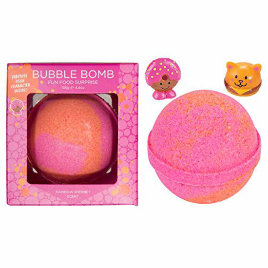 Picture of Fun Food Bubble Bath Bomb for Kids with Surprise Collectible Fun Food Figure Inside by Two Sisters. Large 99% Natural Fizzy in Gift Box. Moisturizes Dry Sensitive Skin. Releases Color, Scent, Bubbles.