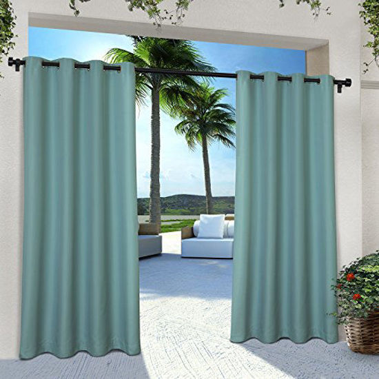 Picture of Exclusive Home Curtains EH8000-03 2-96G Indoor/Outdoor Solid Cabana Grommet Top Curtain Panel Pair, 54x96, Teal, 2 Piece