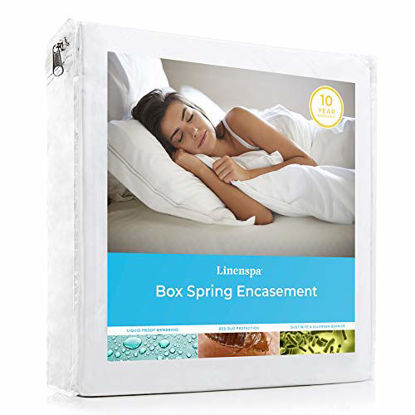 Picture of Linenspa Box Spring Encasement Waterproof Proof Protector-Blocks out Liquids, Bed Bugs, Dust Mites, Allergens, Full