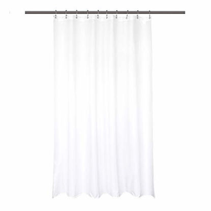 Picture of Barossa Design Waterproof Fabric Shower Stall Curtain Liner 54" W x 78" H - Hotel Quality, Machine Washable, White Shower Liner for Bath Tub, 54x78