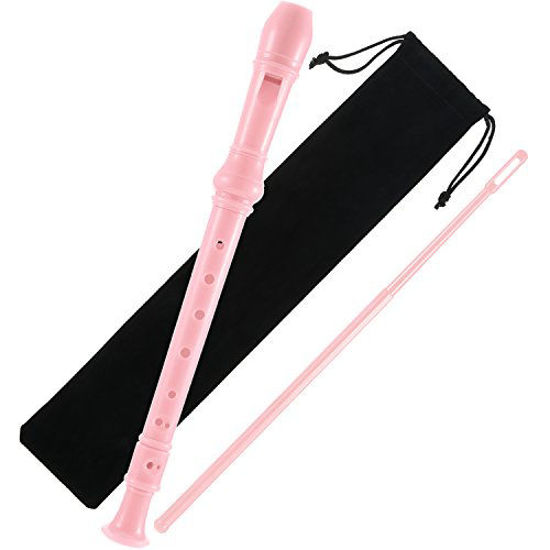 Picture of Pangda Descant Soprano Recorder German Style 8 Hole with Cleaning Rod, Black Storage Bag (Pink)