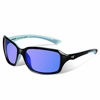 Picture of KastKing Alanta Sport Sunglasses for Women,Gloss Black Sky Blue Frame, Smoke Base Cobalt Mirror