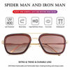 Picture of Tony Stark Sunglasses Vintage Square Metal Frame Eyeglasses for Men Women - Iron Man and Spider-Man Sun Glasses (Gold/Gradient Brown)