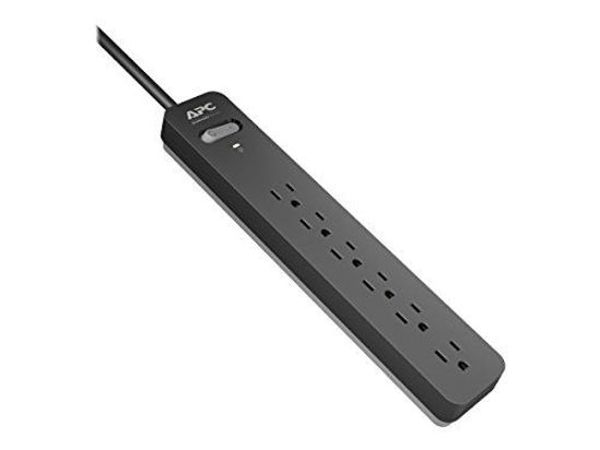 Picture of APC Surge Protector Power Strip, APC Black Power Strip PE66, 1080 Joule, Flat Plug, 6 Outlet Power Strip