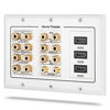 Picture of 3 Gang Wall Plate, Fosmon (3-Gang 7.2 Surround Sound Distribution) Home Theater Copper Banana Binding Post Coupler Type Wall Plated for 7 Speakers, 2 RCA Jacks for Subwoofers & 3 HDMI Ports