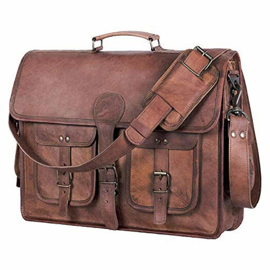 GetUSCart KPL 18 INCH Leather Briefcase Laptop Messenger bag best computer satchel Handmade Bags for men