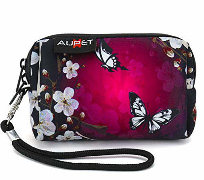 Picture of AUPET Digital Camera Case Bag Pouch Coin Purse with Strap for Sony Samsung Nikon Canon Kodak,Purple Butterfly Design